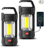 2 Pack Camping Lantern Rechargeable, 2000LM Rechargeable Lantern with 4400mAh Battery, Waterproof LED Camping Light, Portable Lanterns for Power Outages, Hurricane and Outdoor Use