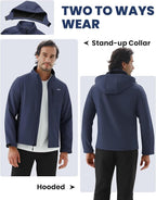 WULFUL Men's Softshell Jacket Waterproof Lightweight Insulated Windbreaker Fleece Lined Rain Shell Jacket for Hiking Travel