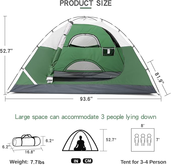 CAMEL CROWN Tents for Camping 2/3/4/5 Person Camping Dome Tent, Waterproof,Spacious, Lightweight Portable Backpacking Tent for Outdoor Camping/Hiking