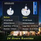 Folding Solar Camping Tent Light Outdoor Waterproof Portable Hanging Lantern Remote Control USB 4000mah Battery Rechargeable Foldable for Home Indoor Emergency Power Outage 2 Pack