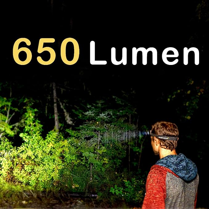 Everbeam H6 Pro LED Head Torch Headlamp, Motion Sensor Control, 650 Lumen Bright 20 Hours Runtime 1200mAh Battery Powered USB Rechargeable Headlight (2 Pack)