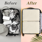 Hosuly 6 Pcs 17.3 x 12.6'' Compression Packing Cube Bag Extra Large Travel Expandable Space Saving Organizers XL for Luggage Storage(Beige)