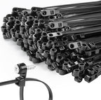 1000 PCS 8 inch Black Zip Ties with Screw Hole 70lbs Mountable head Cable Ties Straps Multipurpose Heavy Duty Nylon Cable Zip Ties with Screw Mounting Hole