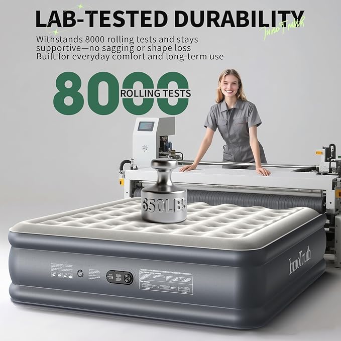 InnoTruth King Size Air Mattress with Built in Pump, Famiy Choice Award Winner, Inflatable Blow up Mattress, 18" Raised 2-4 Persons Family Air Bed for Guests & Home, Ideal for Temporary Use, 700 lbs