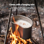 iBasingo Titanium Canteen Mess Kit with Folding Handle Hanging Ring Ultralight Portable for Lunch Outdoor Camping Hiking