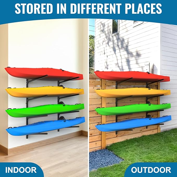 Kayak Rack for Outdoor Storage, Kayak Storage Rack, Adjustable Freestanding Kayak Rack Stand Holder for Paddleboard Surfboard for Indoor, Outdoor
