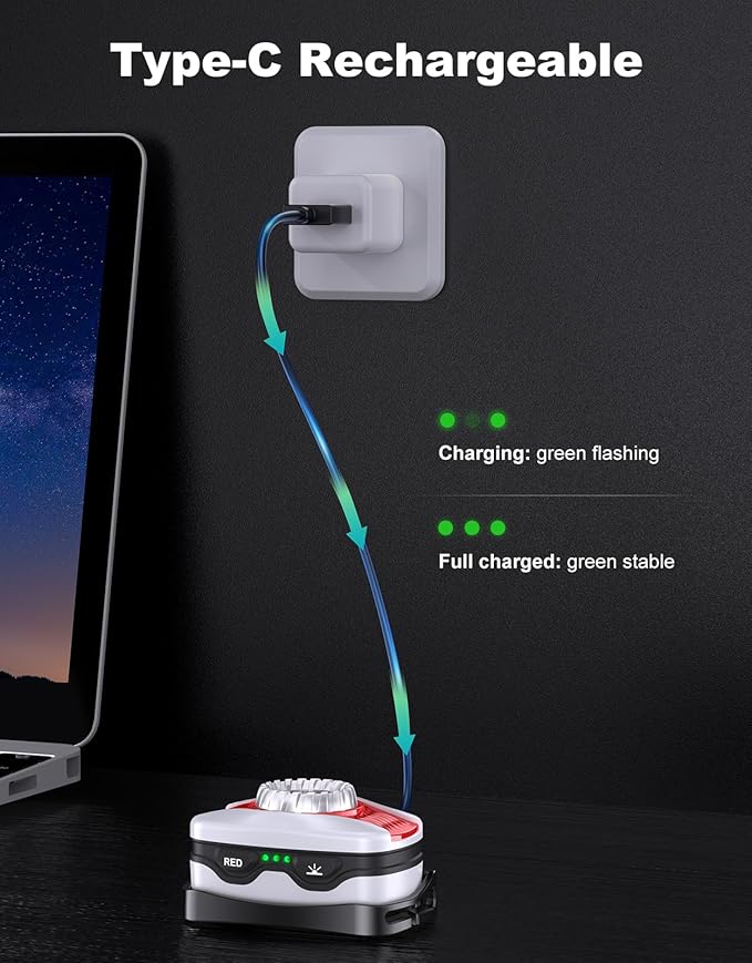 Rechargeable Headlamp, Ultra Bright LED Head Lamp 4+2 Modes, 45° Adjustable Headlight with Red Light, IPX4 Waterproof Lightweight Head Light Flashlight for Camping, Running, Hiking, Fishing