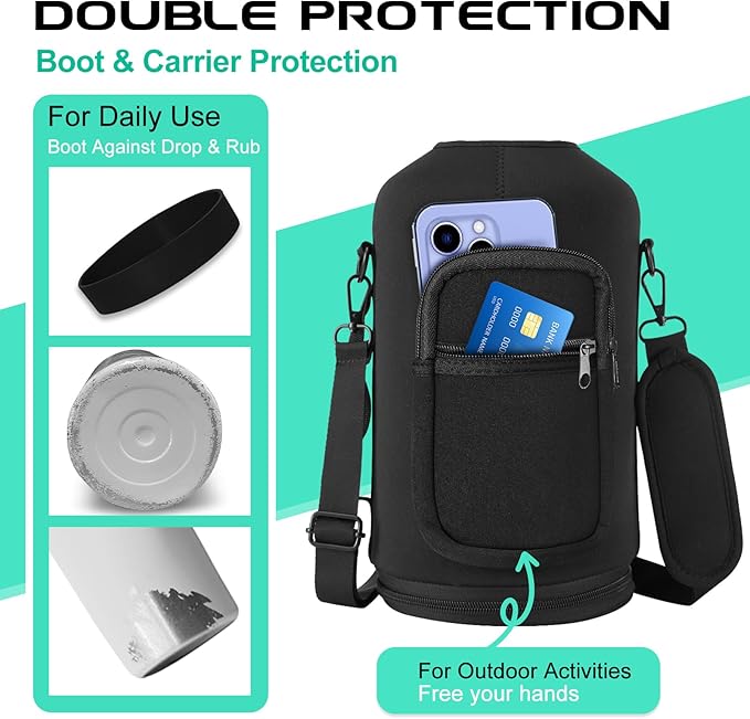 Insulated Water-Jug Gallon Water Bottles - with Straw & Spout Lids, Paracord Handle & Bottle Carrier, 128OZ Metal Gallon Water Bottle Large, Vacuum Thermo Jug Stainless Steel Water Flask Jug