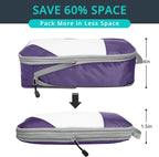 Compression Packing Cubes 3 Set, Compressible Space-Saving Packing Cubes for Travel - Compression Bags, Luggage Organizer, Travel Essentials for Women, Purple