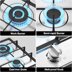 Gas Cooktop 2 Burner Propane Cooktop, Stainless Steel Propane Stove 12 inch, Bulit-in Gas Stove Top with Thermocouple Protection, Lpg/Ng Dual Fuel Drop-in Stove for Apartments, Outdoor, Rvs