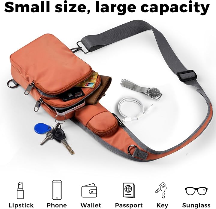 VADOO Sling Bag, Crossbody Bag with Zipper Lock, RFID Blocking & Water Resistant for Men and Women