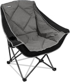 Folding Camping Chair,Oversized Portable Camping Chair with Cup Holder,Heavy Duty Padded Lawn Chair for Camping, Tailgates, Beach, and Sports