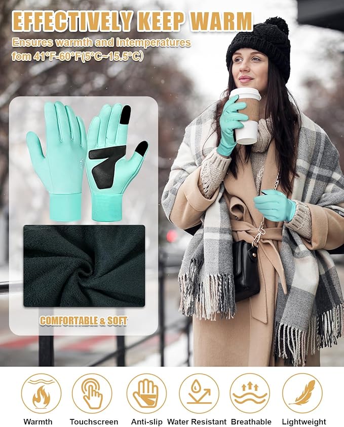 RIGWARL Winter Gloves Men and Women Medium-Thick, Gloves for Cold Weather with Thermal Plush, Touchscreen Running Glove Adjustable Zippered Wrist for Walking The Dog Hiking Camping Cycling Work