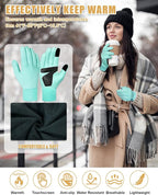 RIGWARL Winter Gloves Men and Women Medium-Thick, Gloves for Cold Weather with Thermal Plush, Touchscreen Running Glove Adjustable Zippered Wrist for Walking The Dog Hiking Camping Cycling Work