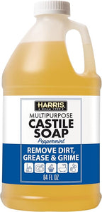 HARRIS Multi-Purpose Pure Castile Soap, Made with Olive, Coconut, and Pine Tree Oil, Uses for Cleaning Face, Body, Hand, Hair, Home, Dishes, and Laundry