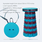 Upgraded 2 Pack Portable Collapsible Stool,Folding Camp Stool for Adults,Retractable Lightweight 400lbs Sturdy Height Adjustable for Fishing Hiking Camping Gardening Travel BBQ (Blue Purple)