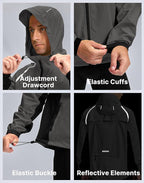 Men's Cycling Rain Jackets Waterproof Running Bike Windbreaker Lightweight Packable Hooded Jacket