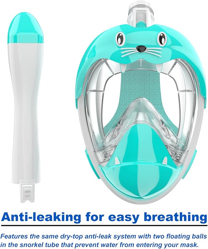 Full Face Snorkel Mask, Diving Mask for Kids and Adults,180° Panoramic View Snorkel Mask with Camera Mount, Safe Breathing, Anti-Leak&Anti-Fog