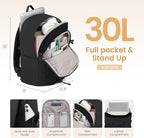 LOVEVOOK Mens Backpack with Giant Tumbler Holder Pocket,17 Inch Everyday Laptop Backpack Commuter Travel Work Computer Bag for Women,Waterproof Hiking College Teacher Back Pack Casual Daypack,Black