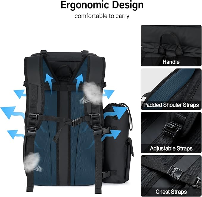 Backpack Cooler, 40 Cans Soft Leak Proof Picnic Backpack, Hanke Portable 2 Insulated Compartments Cooler Backpack Water Resistant for Lunch Beach Travel Camping Picnic Hiking (Black)