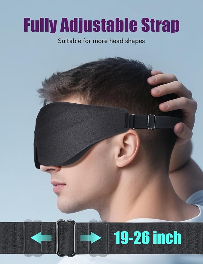 Sleep Eye Mask for Men Women, EVA BELLE Light Blocking Sleeping Mask for Side Sleeper, 3D Contoured Cup Night Blindfold, Lash Extensions 3D Sleeping Mask with Adjustable Strap for Travel, Night & Nap