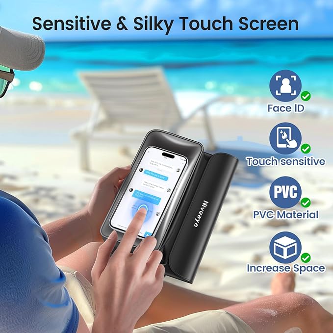 Niveaya IP68 Waterproof Fanny Pack - 2 Pack, Floating Dry Bag Pouch, Phone Waterproof Waist Pouch Dry Bag, Beach, Kayaking, Swimming, Boat Essentials, for iPhone 16/15/14/13/12 Pro Max up to 9.5"