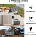 MARBERO 118Wh Solar Generator with Telescopic Camping Lights 32000mAh 160W Max Portable Power Station with Solar Panel Included 30W AC Outlet USB DC Output for Camping Hiking Emergency