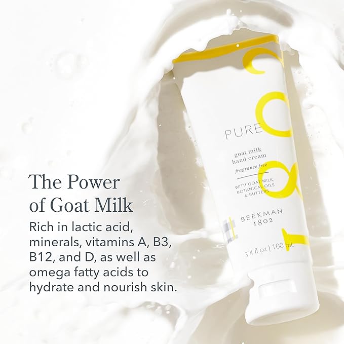 Beekman 1802 Pure Goat Milk Hand Cream & Lip Balm Set – Hydrating Skincare Duo for Dry Hands & Chapped Lips – Moisturizing Hand Lotion & Lip Care Gift Set, Travel Size – Fragrance Free