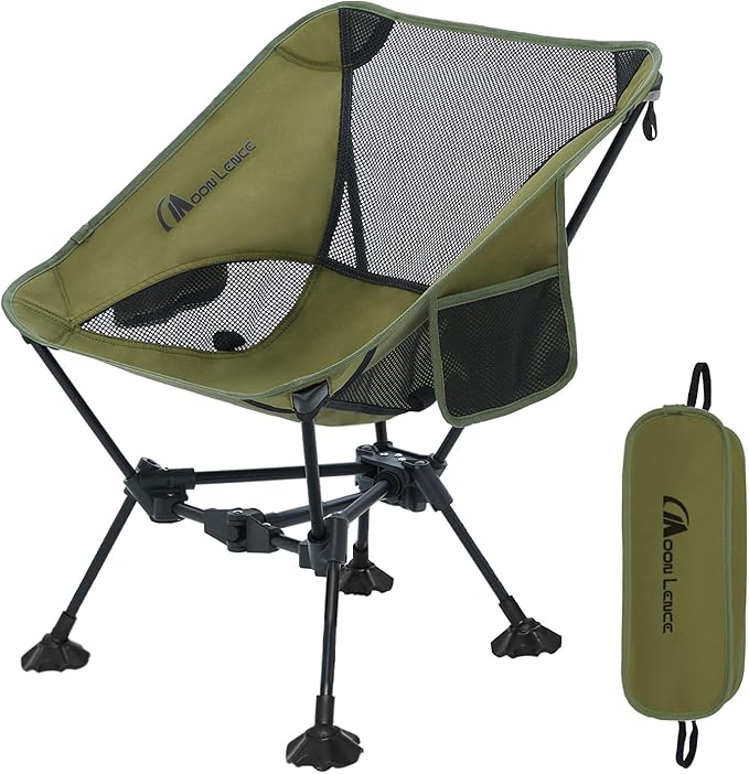 MOON LENCE Portable Camping Chair Backpacking Chair - The 4th Generation Ultralight Folding Chair - Compact, Lightweight Foldable Chairs for Hiking Mountaineering, Beach