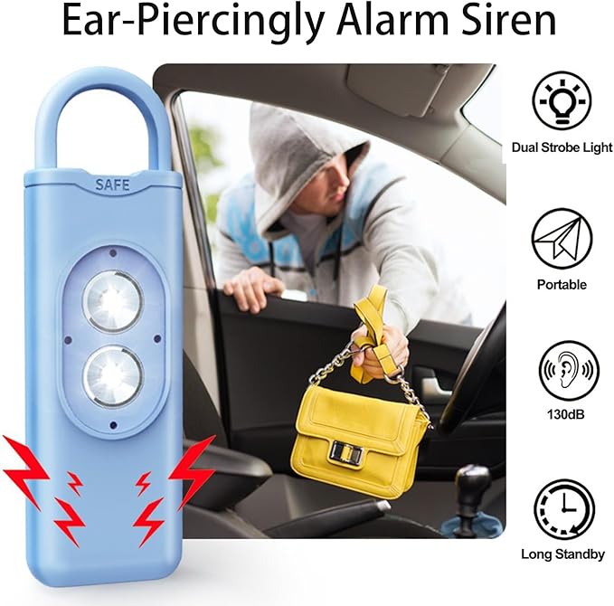 Halo-Siren Alarm, HaloSiren Personal Safety Alarm - Travel Safe Alarm with 130db Loud and LED Strobe Light, Safety Keychain Compatible with Bags, Keys, Backpacks (White)
