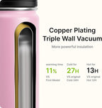 Kids Insulated Water Bottle-16 oz Stainless Steel Vacuum Wide Mouth Sports Flask with Silicone Boot-Reusable Metal Leak Proof Travel Water Bottle for Girls Boys, BPA-Free(Purple Pink)