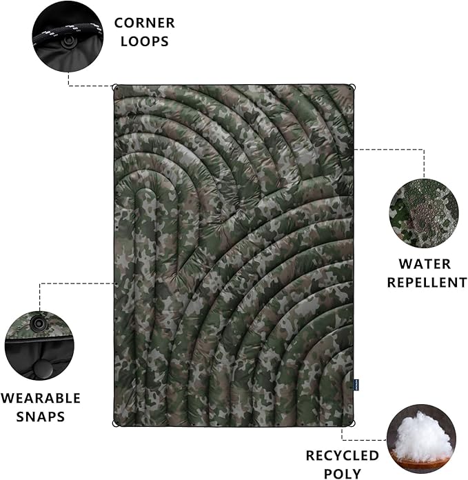 Camping Blanket,Lightweight Puffy Printed Camping Blanket Packable Outdoor Blanket for Camping,Traveling, Stadium, Hiking, Picnics