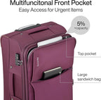 Hanke 3 Piece Luggage Sets Softside Expandable Carry On Luggage Set Travel Suitcase Sets with Spinner Wheels TSA Approved Luggage(Purple, 20in/24in/28in)