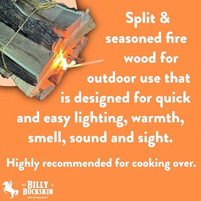 18 LB. Mesquite Firewood & Fatwood Firestarter by Billy Buckskin Co., Aromatic & Seasoned Wood Logs, Fire Wood Log Perfect Fire Starter for Firepit, Fireplace, Campfires, Bonfire, Outdoor BBQ Grilling
