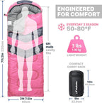 MalloMe Sleeping Bags for Adults Cold Weather & Warm - Backpacking Camping Sleeping Bag for Kids 10-12, Girls, Boys - Lightweight Compact Camping Essentials Gear Accessories Hiking Sleep Must Haves