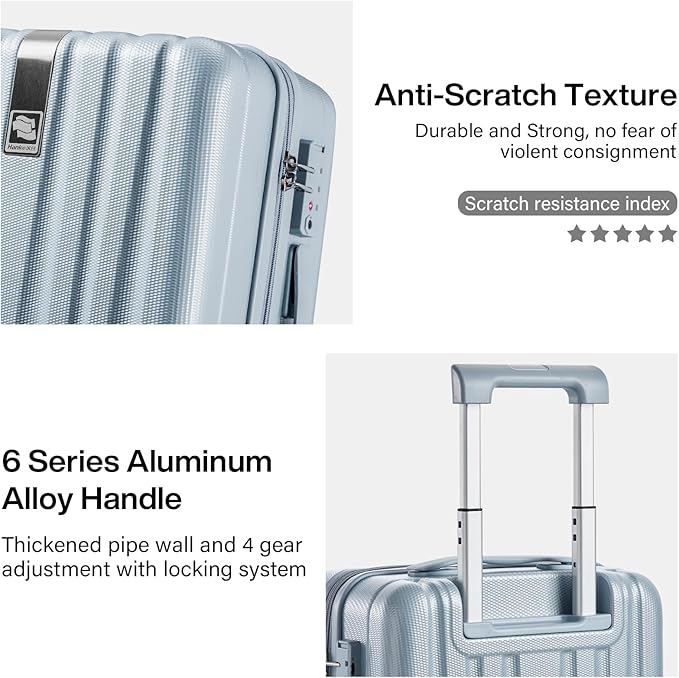 Hanke 16 inch Underseat Carry on Suitcases with Wheels,Lightweight Hard Shell Carry on Luggage with Wheels for Weekender,Travel Approved Small Suitcase,Travel Luggage for Womem Men,Gray.