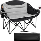UBALANCE Double Camping Chair for Adults - Heavy Duty 650LBS Portable Camping Chairs Oversized Camping Loveseat, Folding Camping Chair for Garden Lawn Sport Picnic Beach Fishing (Gray)