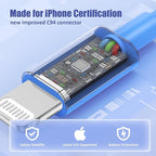 3Pack USB C to Lightning Cable 10FT, Fast Charging Cord for iPhone 14, Replacement for Apple Original Charger Cable for iPhone 14 13 12 11 Pro 11 XS MAX XR 8 7 6s Plus-Blue