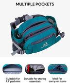 WATERFLY Fanny Pack Waist Bag: Fannie Pack 2 Water Bottle Holders Lumbar Belt Hiking Walking Running Jogging Camping Large Woman Man (Bottle Not Included)