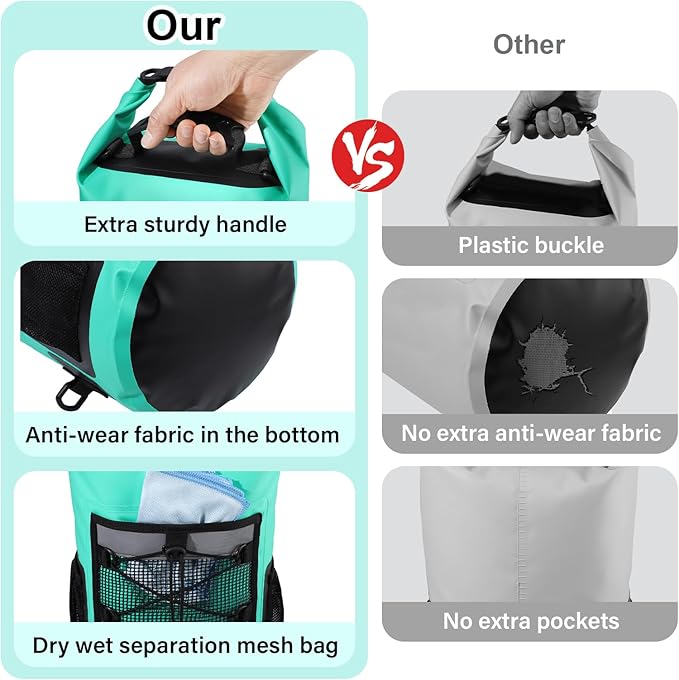 Pimoys Dry Bag, 25L Waterproof Backpack, Dry Bags Kayak for Women Men, Roll Top Outdoor Travel Bag for Boating, Kayaking, Fishing, Hiking, Rafting