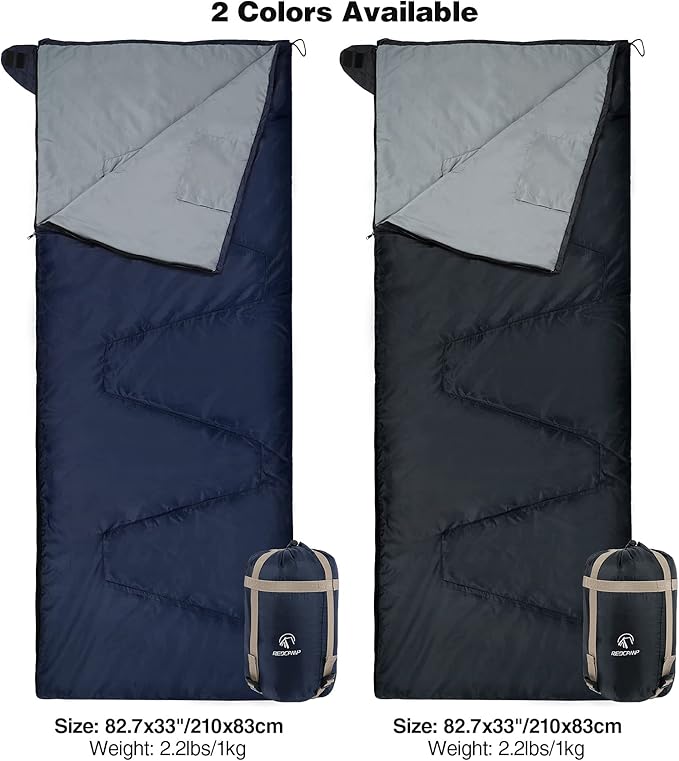 REDCAMP Ultra Lightweight Sleeping Bag for Backpacking, Hiking, Comfort for Adults Warm Weather, with Compression Sack