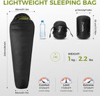 ATEPA Down Sleeping Bag, 700FP Mummy Cold Weather Ultralight 3 Season Compact Packable Waterproof Sleeping Bag with Stuff Sack for Backpacking Camping Hiking Traveling