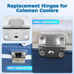 Cooler Stainless Steel Hinges for Coleman Camping Coolers 5235 6262 6270, Cooler Stainless Steel Hinges with Screws Set