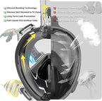 Full Face Snorkel Mask Adults with Ear Pressure Equalizer, Fully Enclosed CO2 Outflow, Silicone Bonding Anti-Leak&Fog,Buckle Folding for Portability