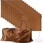 10 Pack Dust Bags for Purses and Handbags, Silk Dust Cover Storage Bag with Drawstring Travel Storage Pouch for Handbag Purse Shoes Boots (Brown, 19.6 × 15.7 in)