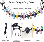 Travel Clothesline Retractable Portable Clothesline with 12 Clips Portable Elastic Camping Clothes Line with Anti-Slip Beads & Stainless Hooks for Hotel, RV, Boat, Outdoor Use (2 Pack)