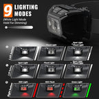 Camping Headlamp Dual Power (Rechargeable/3AAA Batteries Included), LED Dimming Head Lamp Waterproof 60° Adjustable Head Light 9 Modes Red White Green Light for Hiking, Running, Cycling