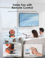 Battery Powered 9-Inch Rechargeable Portable Fan - 10000mAh(30Hrs) Auto Oscillation, Tent Fan with Remote/light, 4 Speeds, 4 Timing, Outdoor