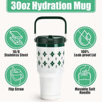30oz Tumbler with Handle and Straw, Vacuum Insulated Tumblers with Flip Straw and Top Handle, Reusable Insulated Cup for Home, Outdoors, Leakproof, Fits in Cup Holder, Cold for 30 Hours