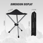 REDCAMP 2 Pack Ultralight Camping stools with Retractable Legs, Portable 3 Legged Tripod Camping Stools for Adults Fishing Backpacking Hunting, Black
